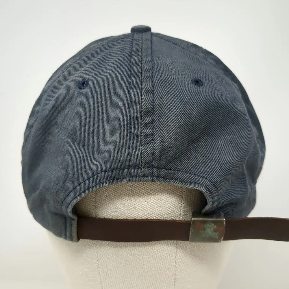Abercrombie & Fitch Baseball Cap Blue Gold One Size Leather Strapback USA Hat